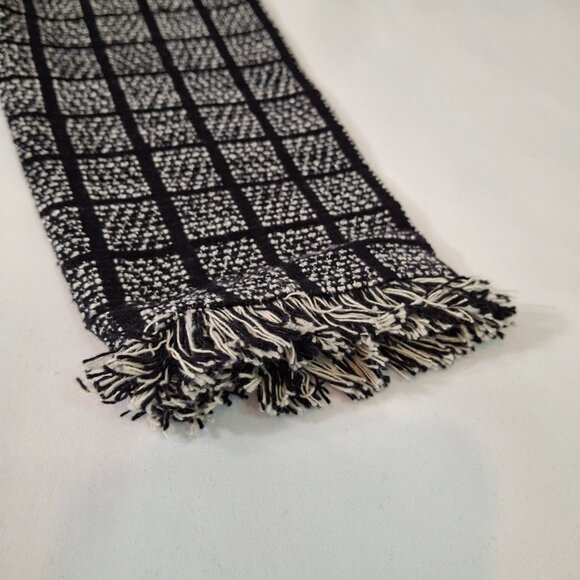 Womans Zara Basic Black & Beige Checker Long Open Cardigan Duster With Fringe - Picture 9 of 14